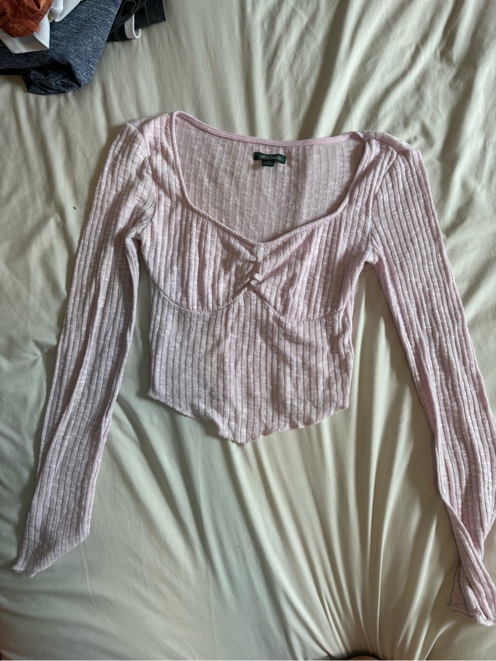 wild fable Light Pink Ribbed Sweetheart Crop Top